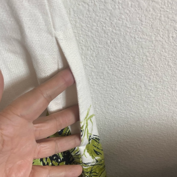 Talbots Size 8 White Green Linen Cotton Sleeveless Dragonfly Lined Dress Pockets - Picture 9 of 15